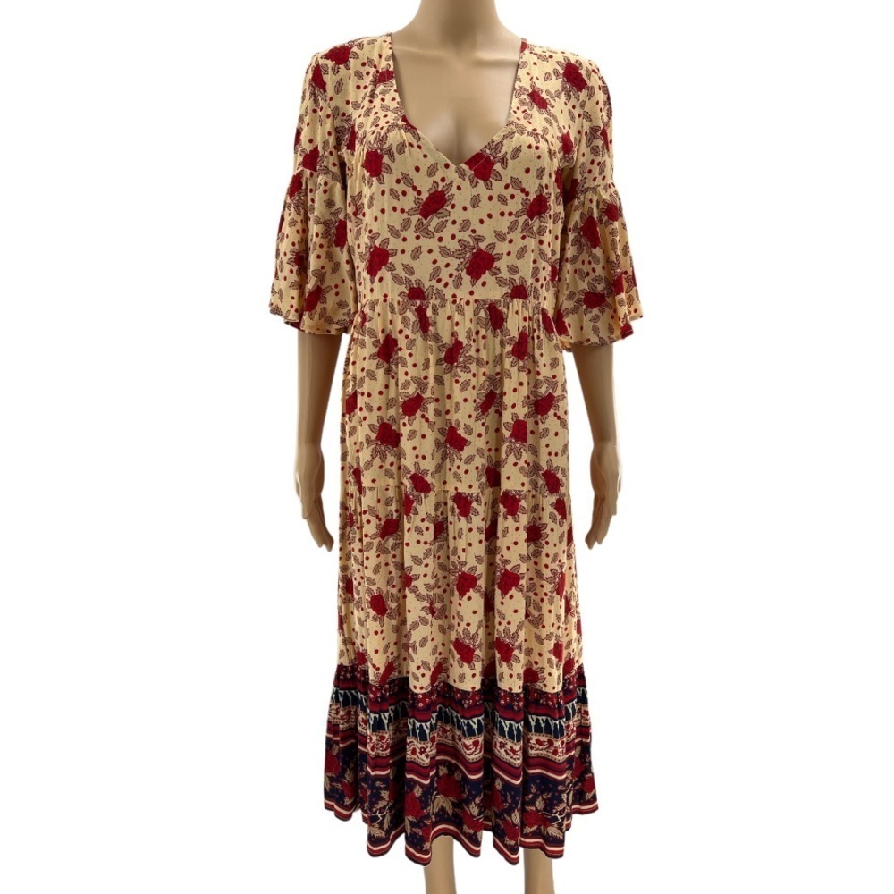 Faithful the Brand X Anthropologie Amelia Midi Dress Rose Garden Size S …